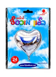 בלון מיילר "24 - לב תלת ממד בצבע כסף
